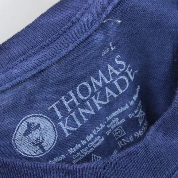 Vintage Thomas Kinkade Shirt Mens Blue Tie Dye Short Sleeve American Flag L - Picture 7 of 10